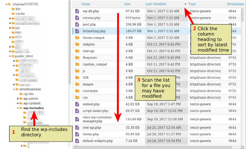 Using cPanel File Manager to sort files by modification date