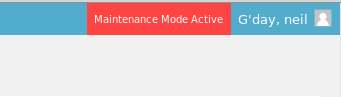 Screenshot of the Admin banner showing a mainteance mode warning message to remind you that the site is not publicly visible